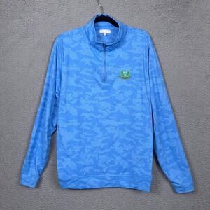Peter Millar Sweater Mens L Blue Perth Camo Performance 1/4 Zip Pullover Golf
